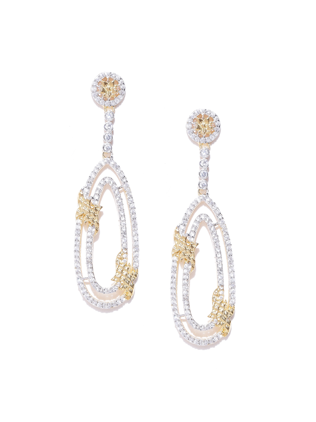 YouBella Gold-Plated Stone-Studded Drop Earrings
